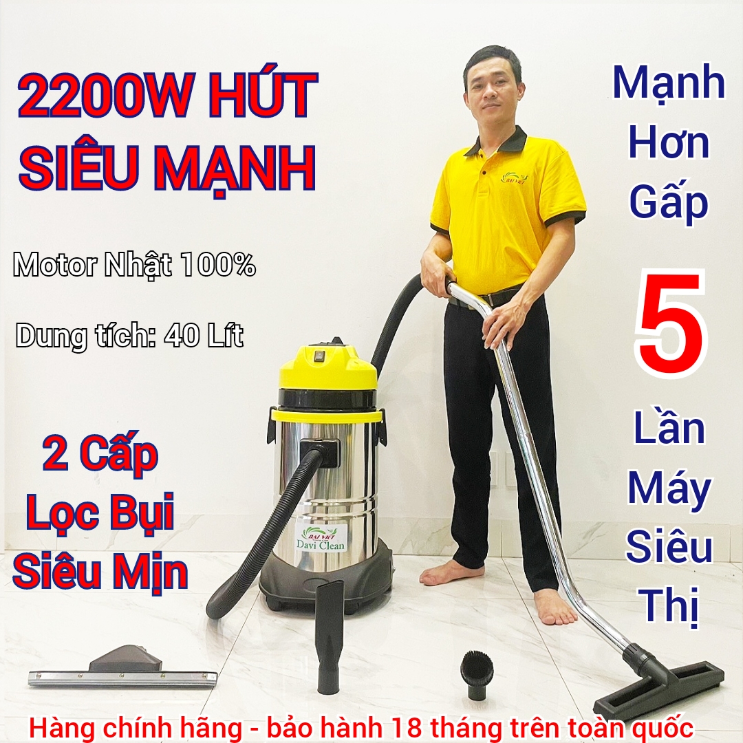Máy Hút Bụi Nước Công Nghiệp Cửa Hàng-Văn Phòng-Nhà Xưởng Nhỏ-40 Lít (2200W) Model: DV1-40JP - [2 Lõi Lọc - HEPA]